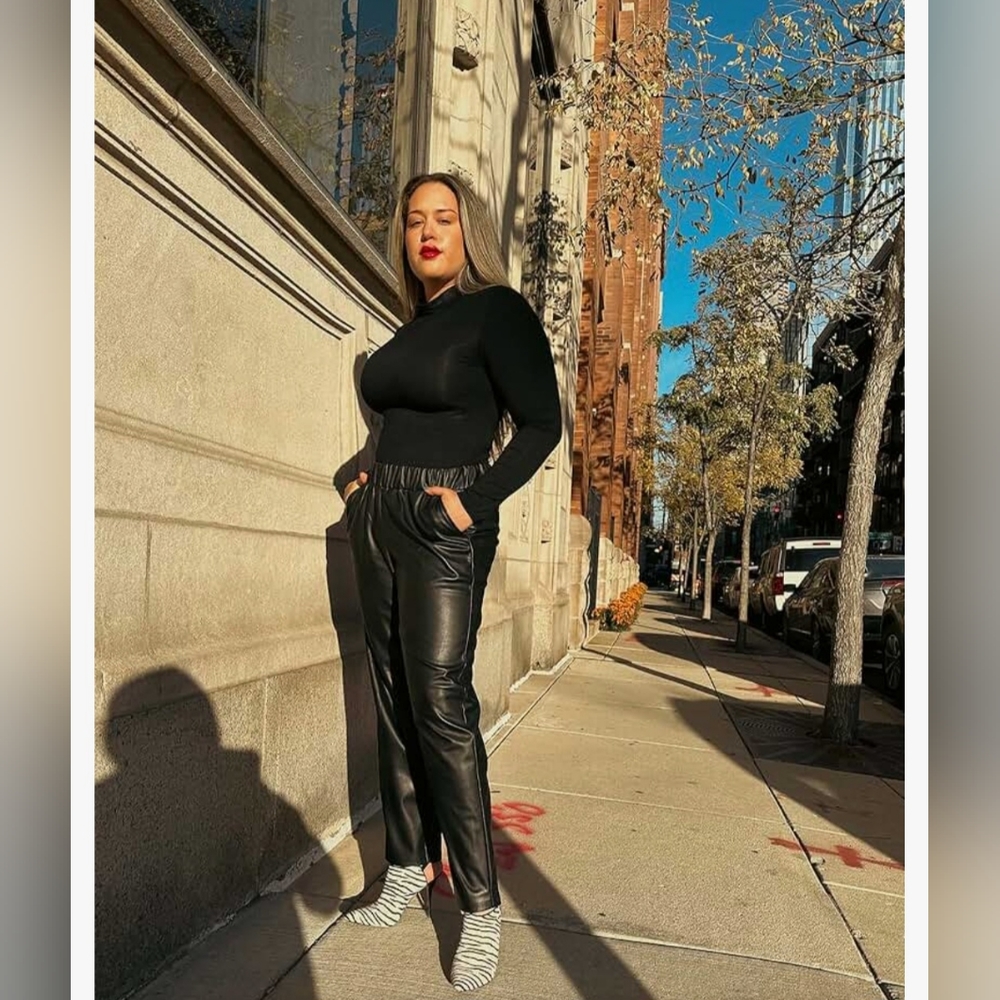 🆕️NWT The Drop Women's @Lisadnyc Vegan Leather Pull-On Jogger 3X Black